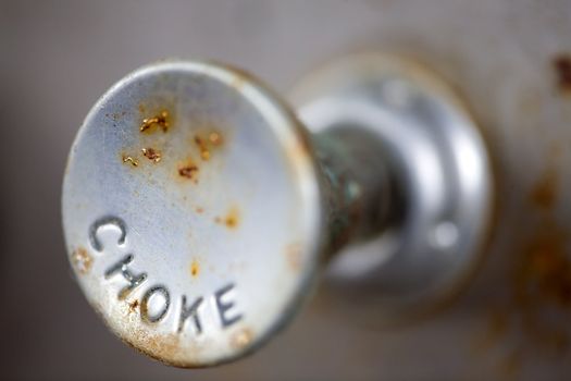 A steampunk style retro choke knob - shallow depth of field