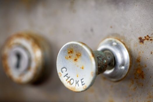 A steampunk style retro choke knob - shallow depth of field