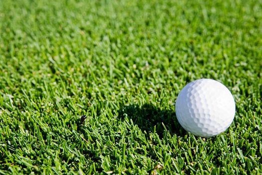 A golf ball sitting on green grass - background image