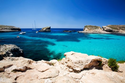 Blue lagoon swimming cove, Comino island.