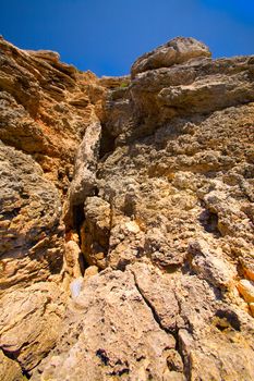 Rock cliffs on the island of Comino, Malta