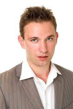 Young business man isolated on white background.