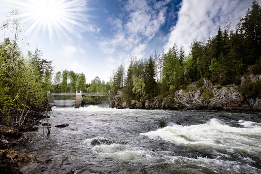 A hydro electric plant on a river