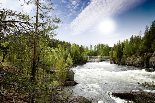 A hydro electric plant on a river