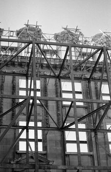 Scaffolding on historical building in London