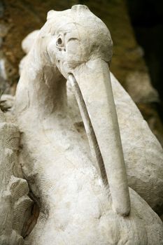 detail of bird stone sculpture