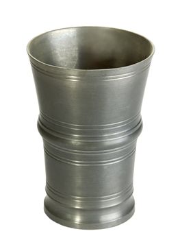 Antique tin mug isolated on white beckground