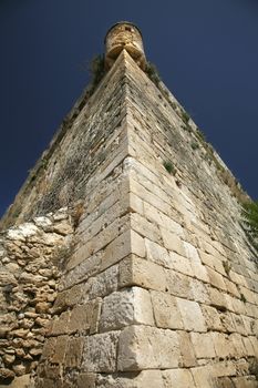 corner wall of the retimno castle in crete