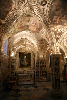 chapel downstairs inside cathedral amalfi in italy near naples