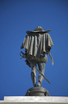 Statue of spanish writer Miguel de Cervantes at alcala de henares village