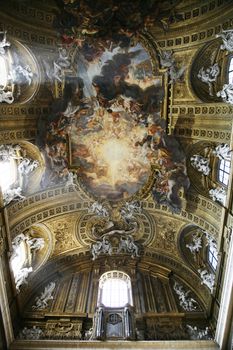 church covering with heaven painted