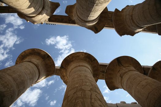 six columns of an egyptian temple