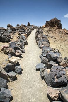 path near teide volcano in tenerife spain