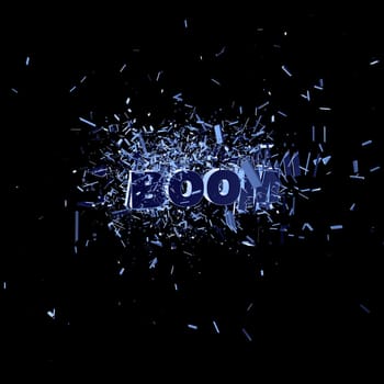 the word boom in an explosion - 3d illustration