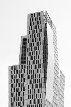 Street view of a contemporary office building in Frankfurt.