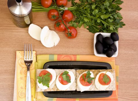 indulgent italian appetizer, mozzarella and tomatoes