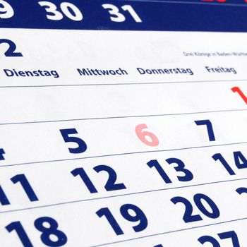 business time concept with calendar in blue