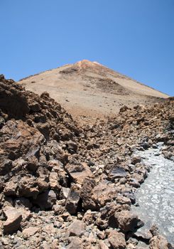 rocks down the teide volcano in tenerife spain