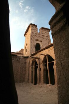 court in a house of kasbah ait benhaddou in morocco