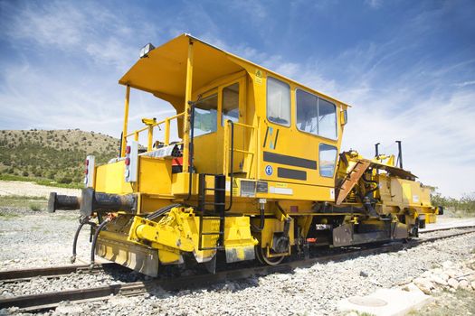 locomotive for works on rail train at albacete country in spain