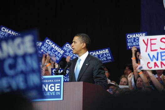 Barack Obama at an election rally at Nissan Pavilion VA - 2008