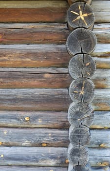 Fragment of a wall of the wooden old house