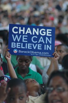 Barack Obama at an election rally at Nissan Pavilion VA - 2008