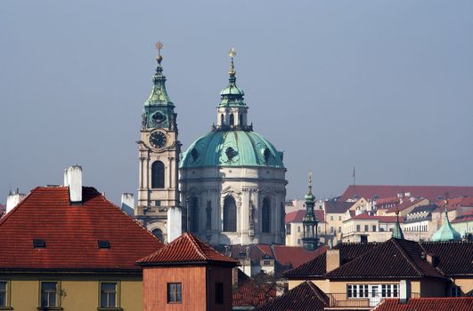 St Nikolas church, one of the most important buildings of baroque Prague, with a dominant dome and belfry. (Architects - K. Dientzenhofer, K.I. Dientzenhofer, A. Lugaro). Prague, Lesser Town, Czech republic, Europe.