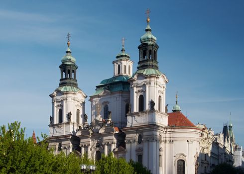 St Nikolas church in Old Town Square, originally of Benedictine, today the main church ot the Czech Hussite Church. Baroque style. Architec: K.I. Dientzenhofer (1732-1735). Prague, Czech republic, Europe.