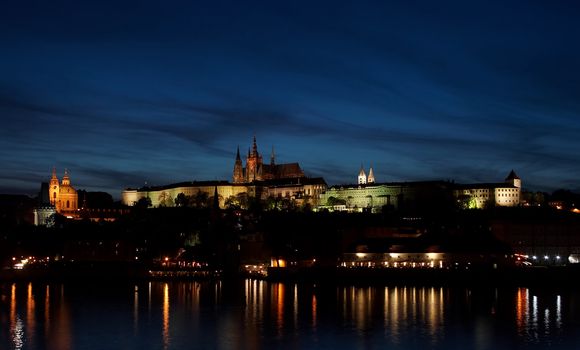 Prague castle and cathedral of St Vitus - a spacious residential and stronghold area dominantly located above the town, founded about the year 880. Residence of the Bohemian princes and kings, after 1918 of the Presidents of the republic. Prague, Czech republic, Europe, EU.