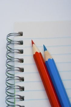 Closeup of colored crayons on white background