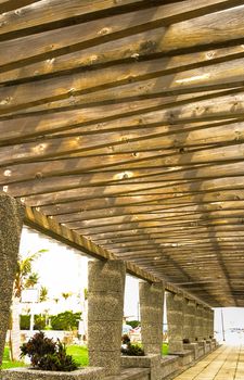 Abstract architecture of corridor in outdoor in day.