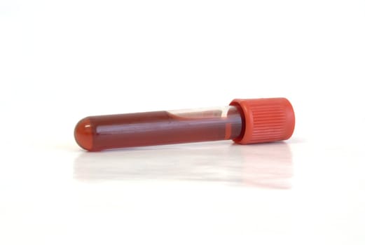 Test tube with blood, white background