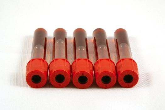 Test tubes with blood, white background