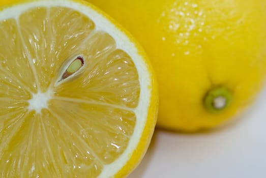 Fresh yellow lemons, isolated, white background