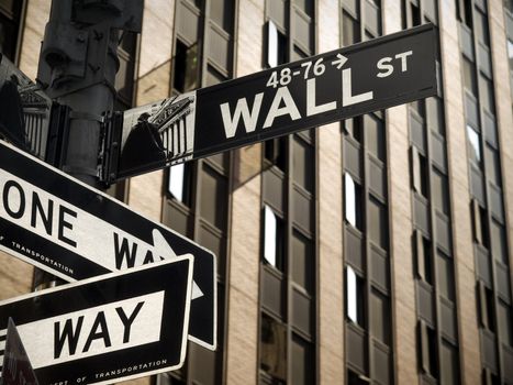 A Wall Street sign in Manhattan New York.