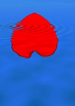 red heart under water