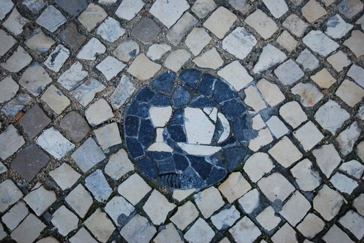 mosaic of a glass and a cup at the Largo do Rato, Lisbon