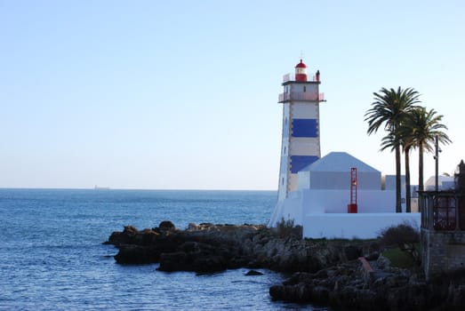 Lighthouse in the harbour of Cascais, Portugal