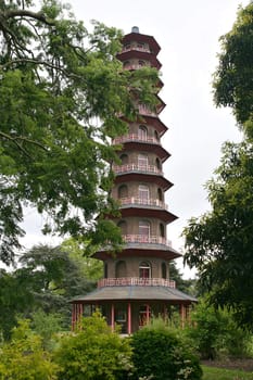 Tall pagoda in the Kew Garden, London, United Kingdom