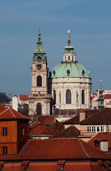 St Nikolas church, one of the most important buildings of baroque Prague, with a dominant dome and belfry. (Architects - K. Dientzenhofer, K.I. Dientzenhofer, A. Lugaro)