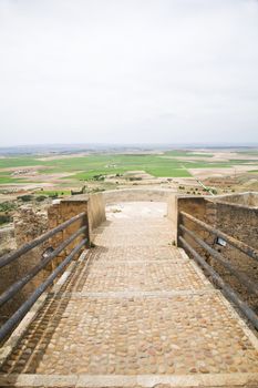 detail of the castle at chinchilla village in albacete spain