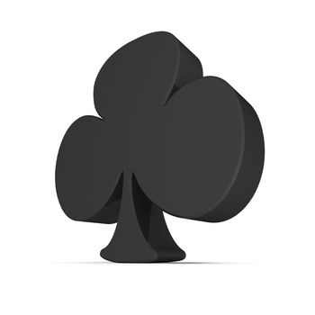 card sign - single shiny black clubs symbol on white background