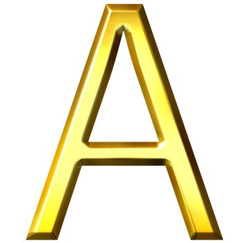 3d golden letter A isolated in white