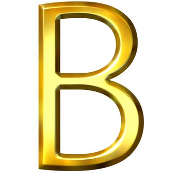 3d golden letter B isolated in white
