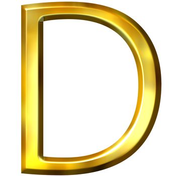 3d golden letter D isolated in white