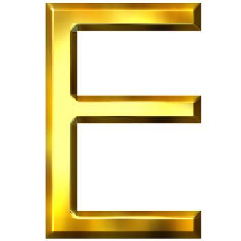 3d golden letter E isolated in white