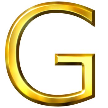 3d golden letter G isolated in white