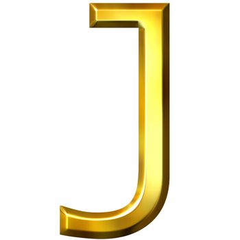 3d golden letter J isolated in white