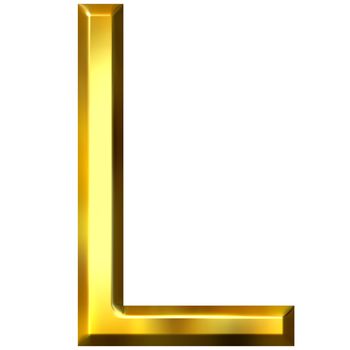 3d golden letter L isolated in white